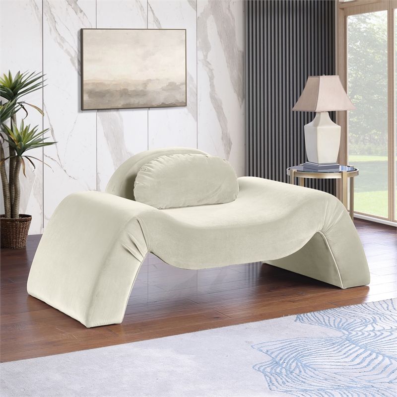 Bowery Hill Contemporary Solid Wood Inner Frame Cream Durable Velvet Chair