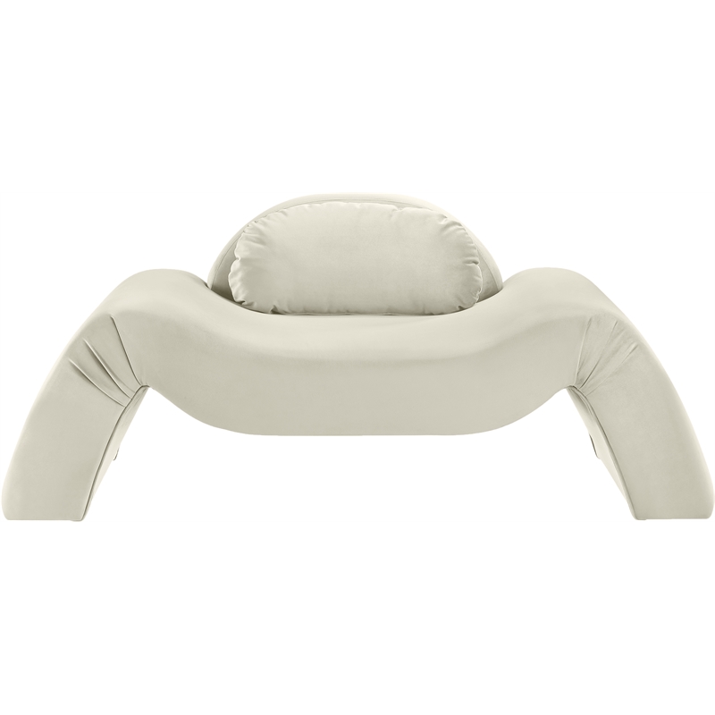 Bowery Hill Contemporary Solid Wood Inner Frame Cream Durable Velvet Chair