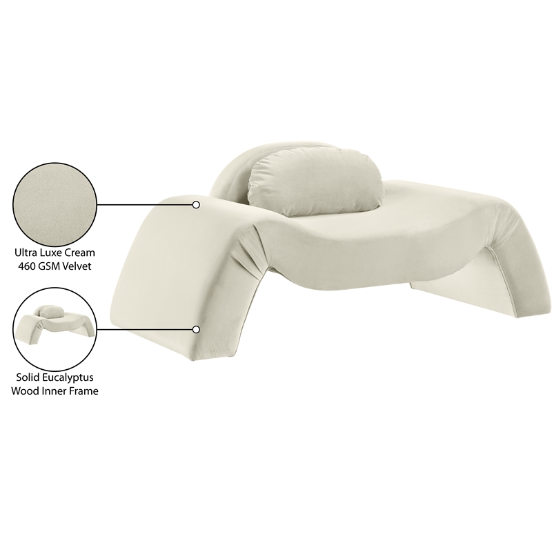 Bowery Hill Contemporary Solid Wood Inner Frame Cream Durable Velvet Chair