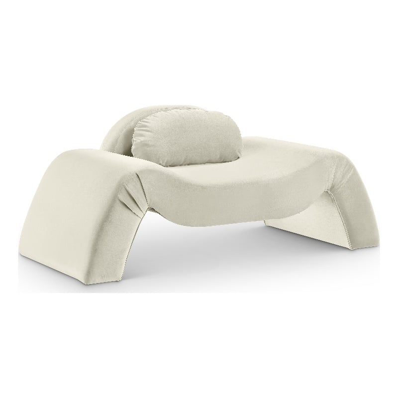 Bowery Hill Contemporary Solid Wood Inner Frame Cream Durable Velvet Chair