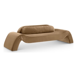 Bowery Hill Contemporary Solid Wood Inner Frame Beige Durable Velvet Sofa