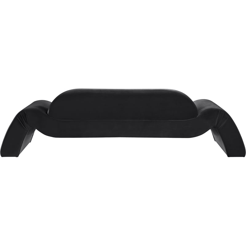 Bowery Hill Contemporary Solid Wood Inner Frame Black Durable Velvet Sofa
