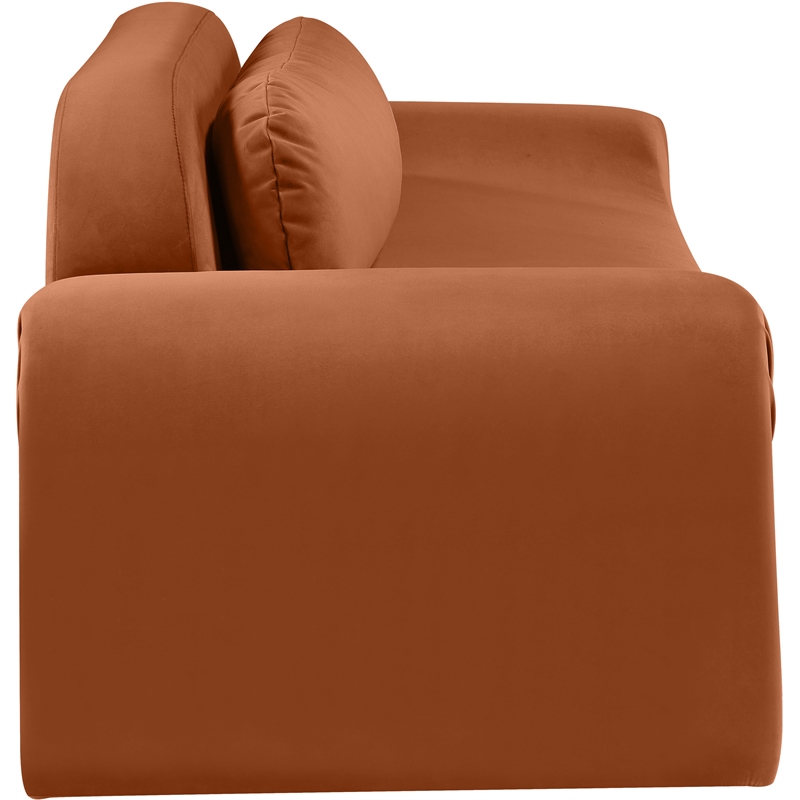 Bowery Hill Contemporary Solid Wood Inner Frame Cognac Durable Velvet Sofa