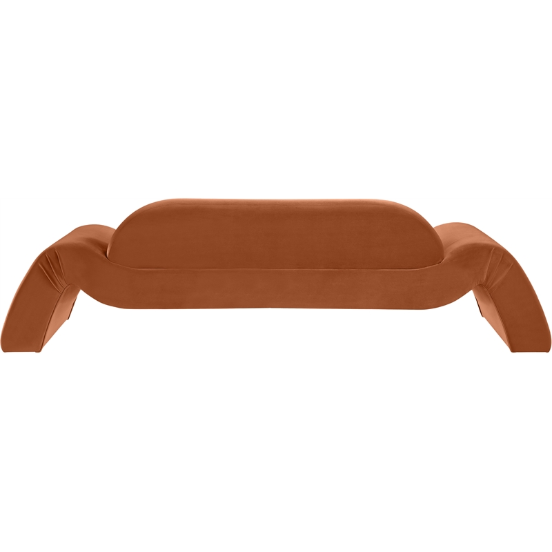 Bowery Hill Contemporary Solid Wood Inner Frame Cognac Durable Velvet Sofa