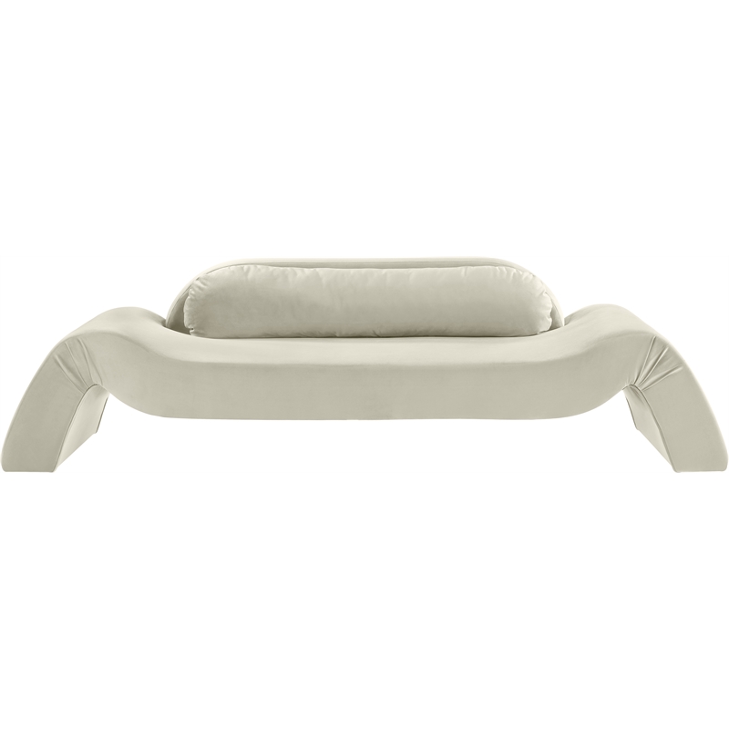 Bowery Hill Contemporary Solid Wood Inner Frame Cream Durable Velvet Sofa