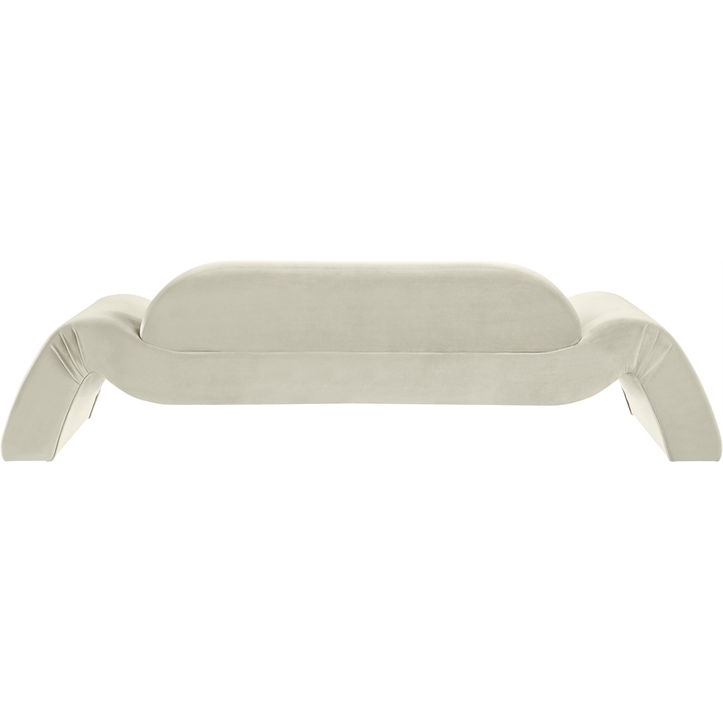 Bowery Hill Contemporary Solid Wood Inner Frame Cream Durable Velvet Sofa