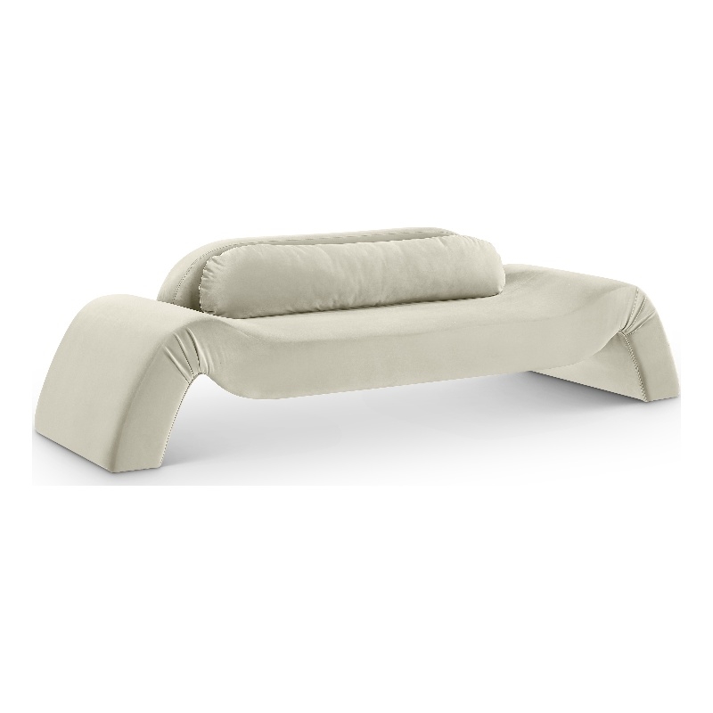 Bowery Hill Contemporary Solid Wood Inner Frame Cream Durable Velvet Sofa