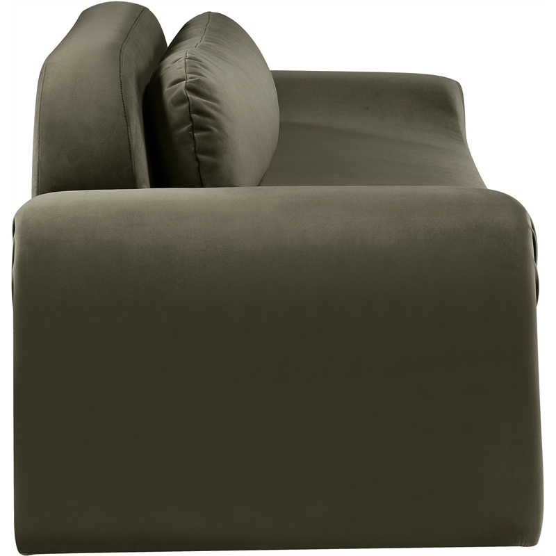 Bowery Hill Contemporary Solid Wood Inner Frame Green Durable Velvet Sofa