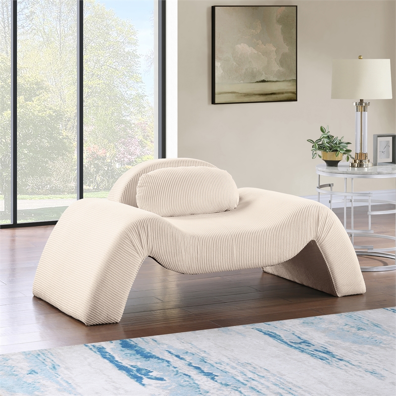 Bowery Hill Contemporary Soft Beige Microsuede Corduroy Chair