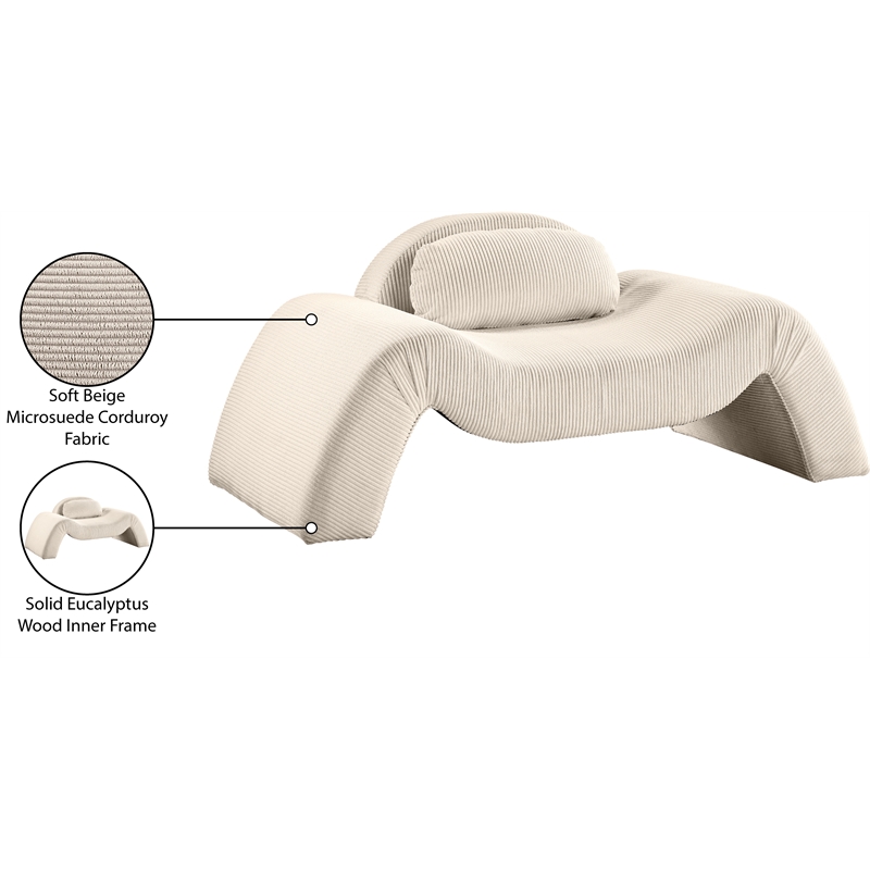Bowery Hill Contemporary Soft Beige Microsuede Corduroy Chair
