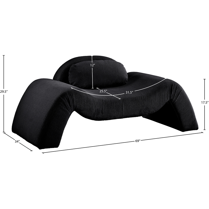 Bowery Hill Contemporary Soft Black Microsuede Corduroy Chair