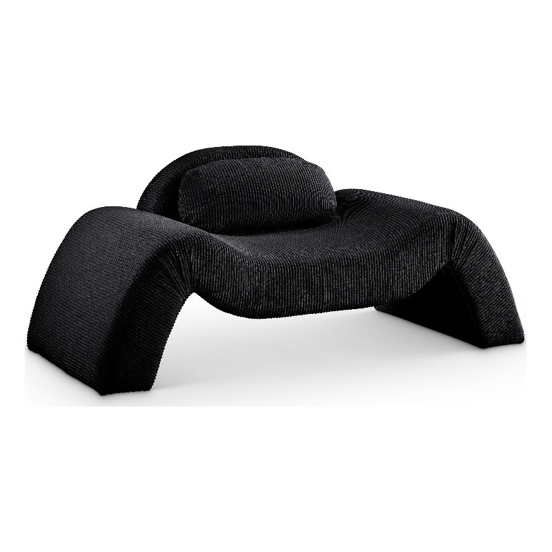 Bowery Hill Contemporary Soft Black Microsuede Corduroy Chair