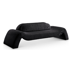 Bowery Hill Contemporary Soft Black Microsuede Corduroy Sofa