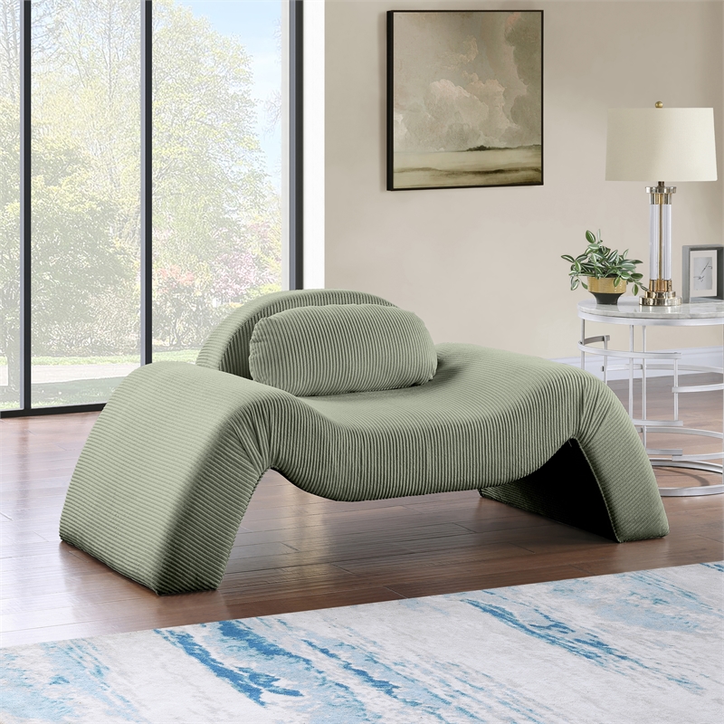 Bowery Hill Contemporary Soft Green Microsuede Corduroy Chair