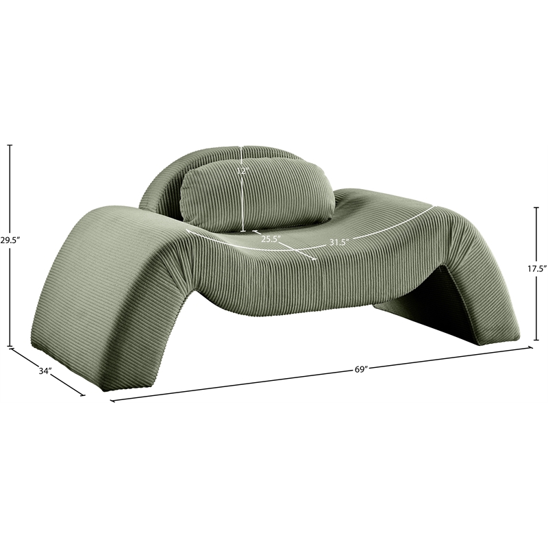 Bowery Hill Contemporary Soft Green Microsuede Corduroy Chair