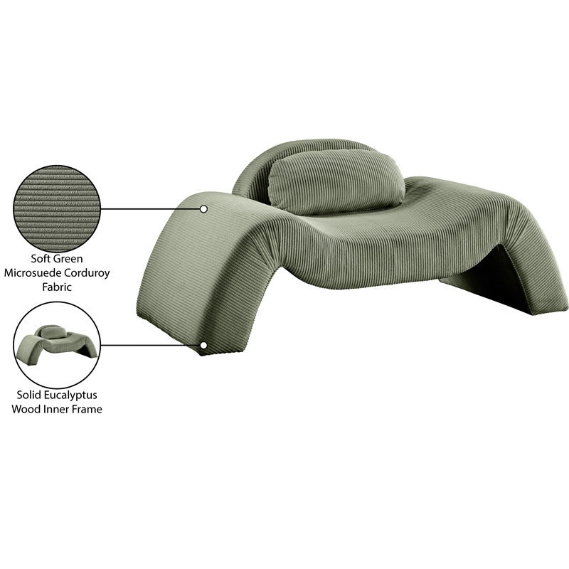 Bowery Hill Contemporary Soft Green Microsuede Corduroy Chair
