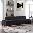 Bowery Hill Contemporary Deep Channel Tufted Black Durable Velvet Sofa