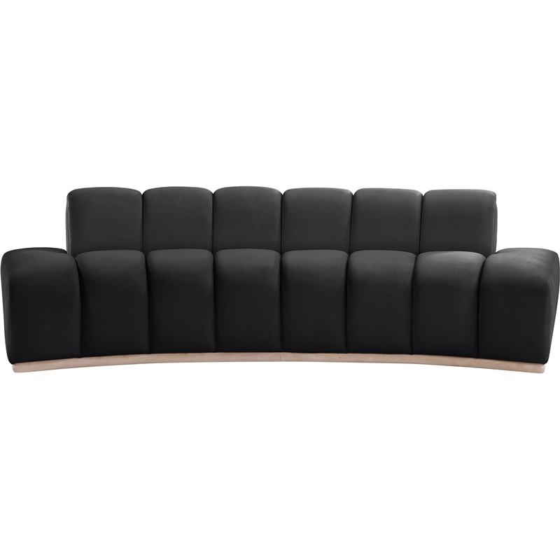 Bowery Hill Contemporary Deep Channel Tufted Black Durable Velvet Sofa