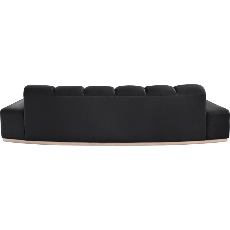 Bowery Hill Contemporary Deep Channel Tufted Black Durable Velvet Sofa
