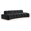 Bowery Hill Contemporary Deep Channel Tufted Black Durable Velvet Sofa