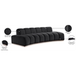 Bowery Hill Contemporary Deep Channel Tufted Black Durable Velvet Sofa