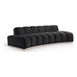 Bowery Hill Contemporary Deep Channel Tufted Black Durable Velvet Sofa