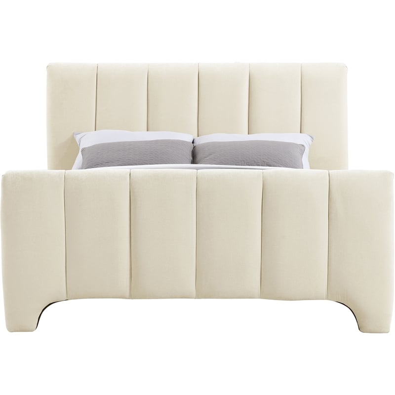 Bowery Hill Contemporary Soft Beige Chenille Fabric Full Bed