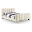 Bowery Hill Contemporary Soft Beige Chenille Fabric Queen Bed