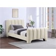 Bowery Hill Contemporary Soft Beige Chenille Fabric Twin Bed