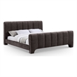 Bowery Hill Contemporary Soft Brown Chenille Fabric Queen Bed