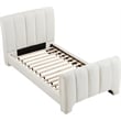 Bowery Hill Contemporary Soft Cream Chenille Fabric Twin Bed