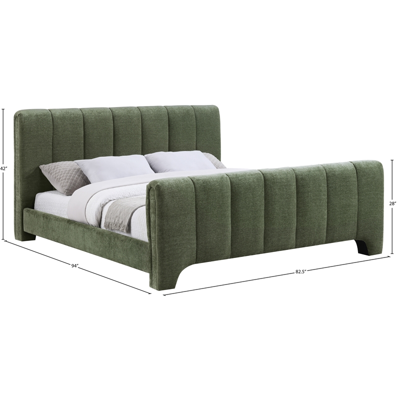 Bowery Hill Contemporary Soft Green Chenille Fabric King Bed