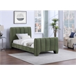 Bowery Hill Contemporary Soft Green Chenille Fabric Twin Bed