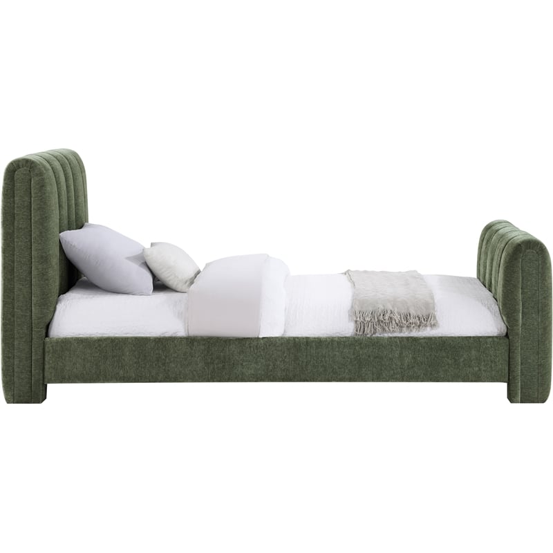 Bowery Hill Contemporary Soft Green Chenille Fabric Twin Bed