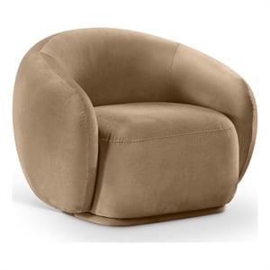 Bowery Hill Contemporary Solid Wood Inner Frame Beige Durable Velvet Chair