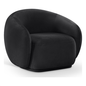 Bowery Hill Contemporary Solid Wood Inner Frame Black Durable Velvet Chair