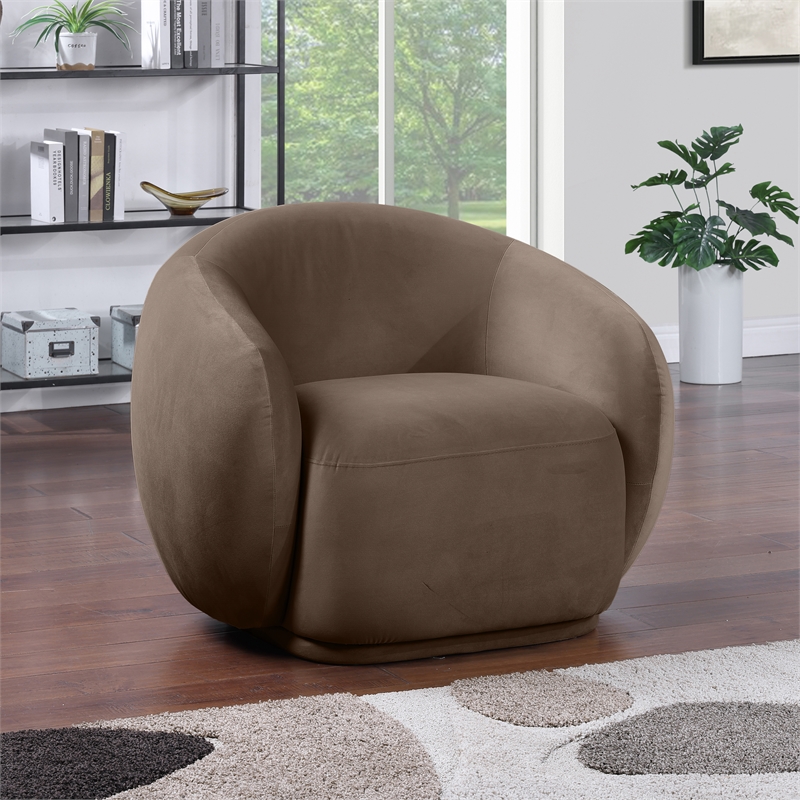 Bowery Hill Contemporary Solid Wood Inner Frame Brown Durable Velvet Chair