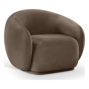 Bowery Hill Contemporary Solid Wood Inner Frame Brown Durable Velvet Chair