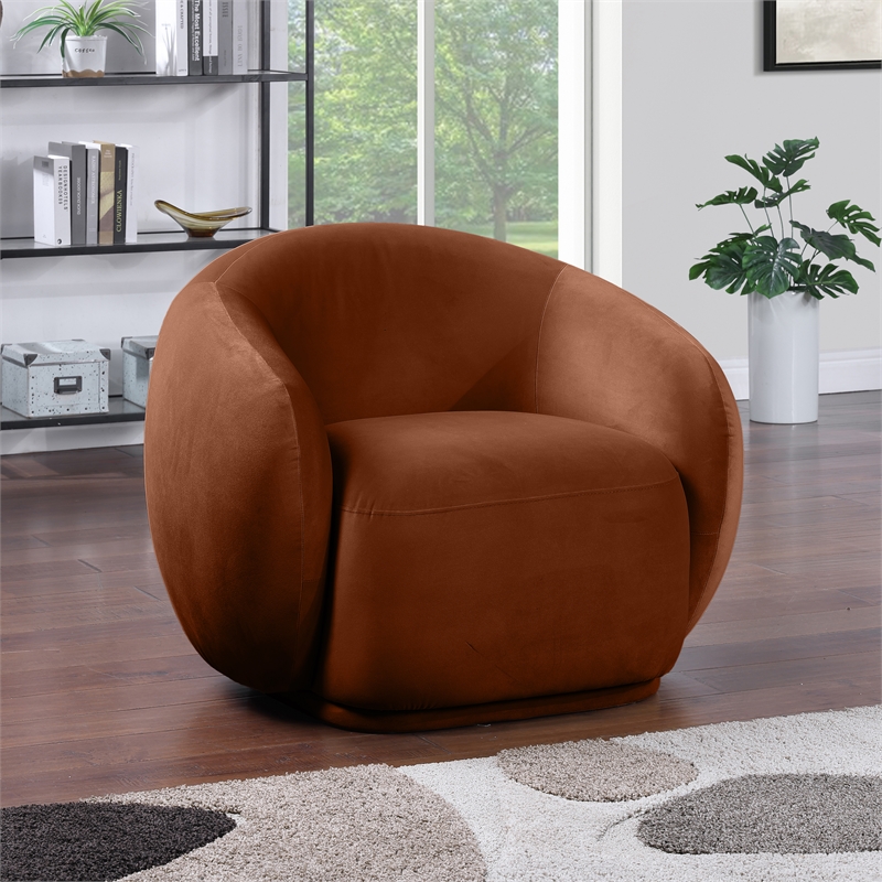 Bowery Hill Contemporary Solid Wood Inner Frame Cognac Durable Velvet Chair