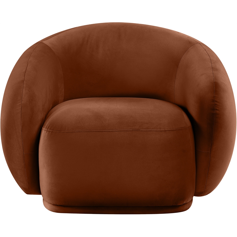 Bowery Hill Contemporary Solid Wood Inner Frame Cognac Durable Velvet Chair