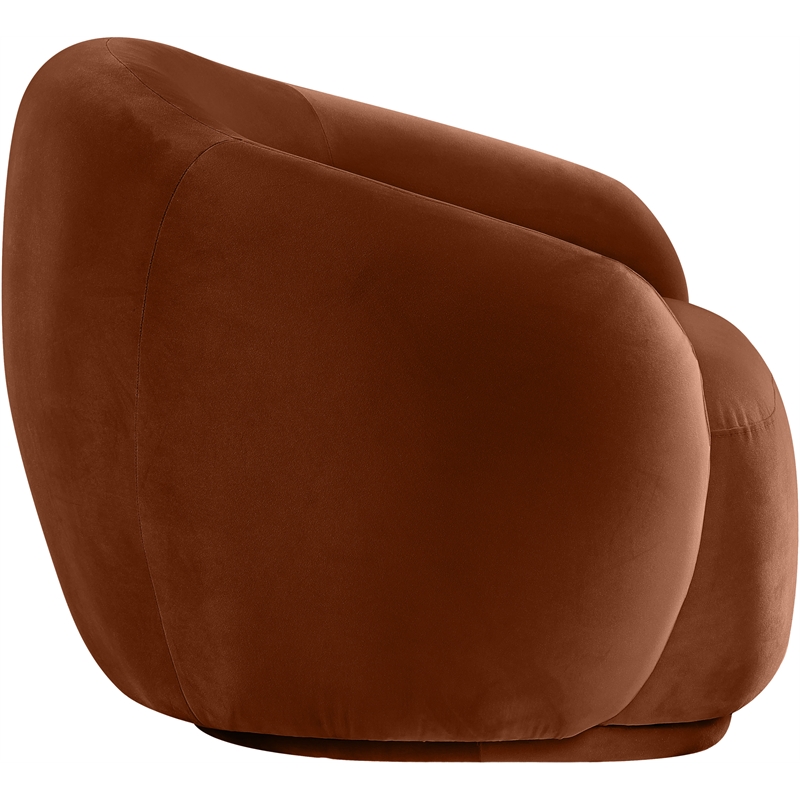 Bowery Hill Contemporary Solid Wood Inner Frame Cognac Durable Velvet Chair