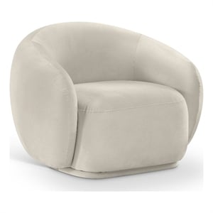 Bowery Hill Contemporary Solid Wood Inner Frame Cream Durable Velvet Chair