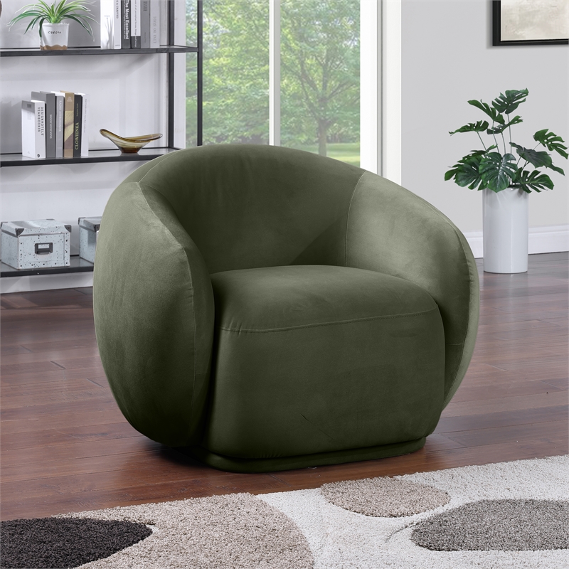 Bowery Hill Contemporary Solid Wood Inner Frame Green Durable Velvet Chair