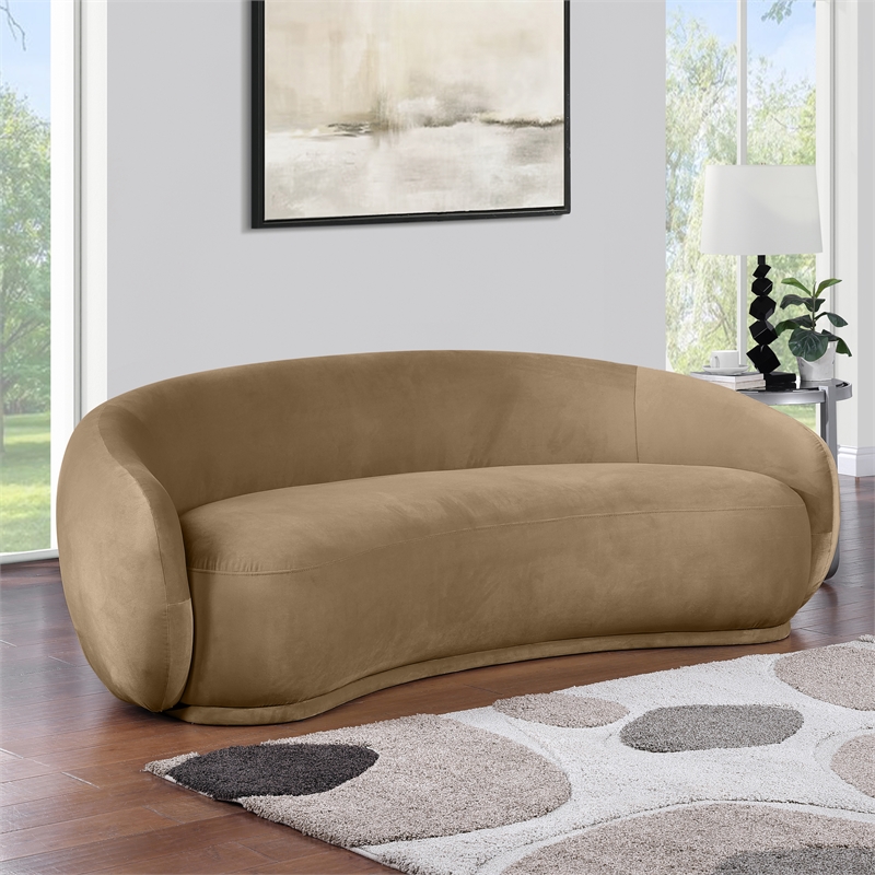 Bowery Hill Contemporary Solid Wood Inner Frame Beige Durable Velvet Sofa