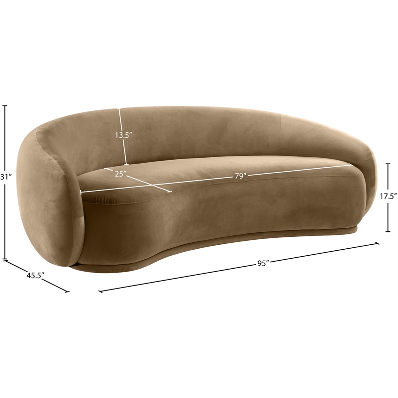 Bowery Hill Contemporary Solid Wood Inner Frame Beige Durable Velvet Sofa