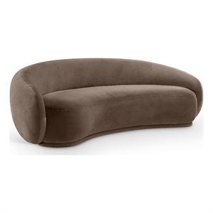 Bowery Hill Contemporary Solid Wood Inner Frame Brown Durable Velvet Sofa