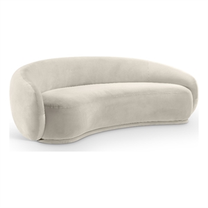 Bowery Hill Contemporary Solid Wood Inner Frame Cream Durable Velvet Sofa