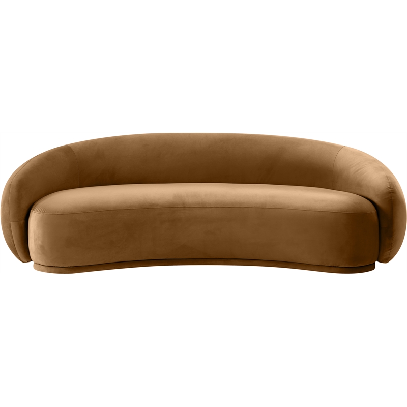 Bowery Hill Contemporary Solid Wood Inner Frame Saddle Durable Velvet Sofa