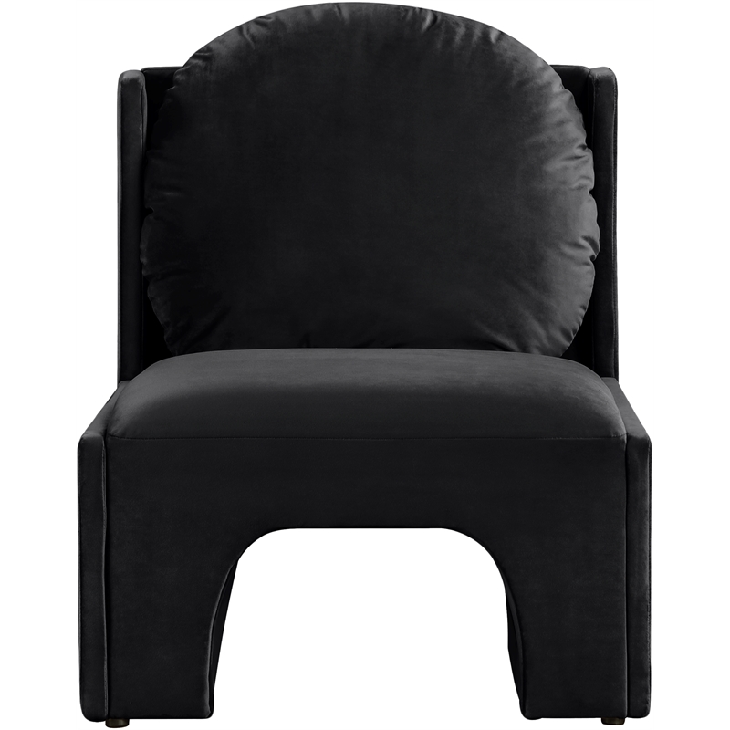 Bowery Hill Contemporary Solid Wood Frame Black Durable Velvet Accent Chair