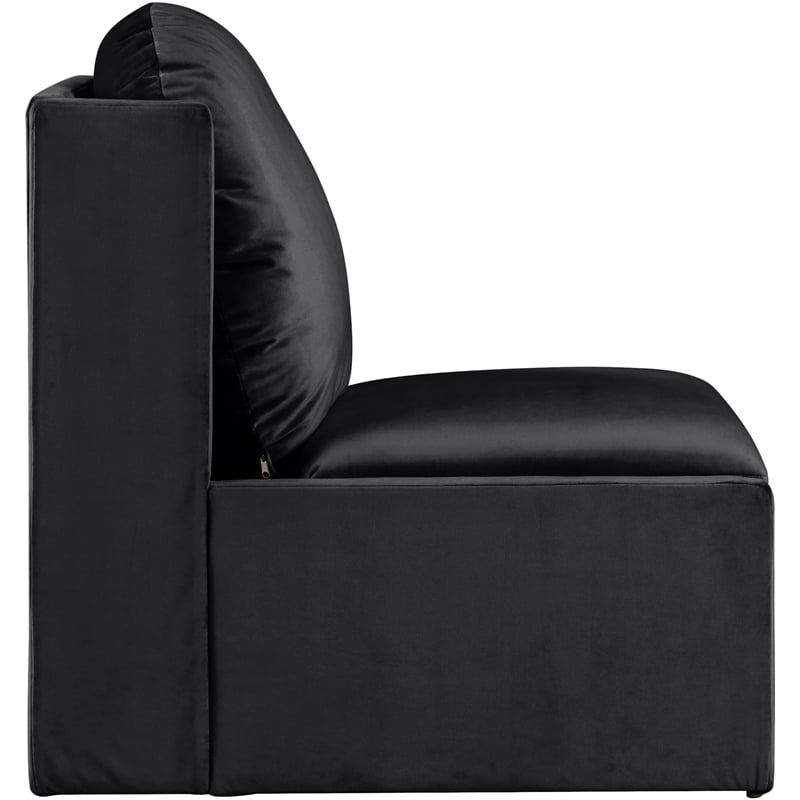 Bowery Hill Contemporary Solid Wood Frame Black Durable Velvet Accent Chair
